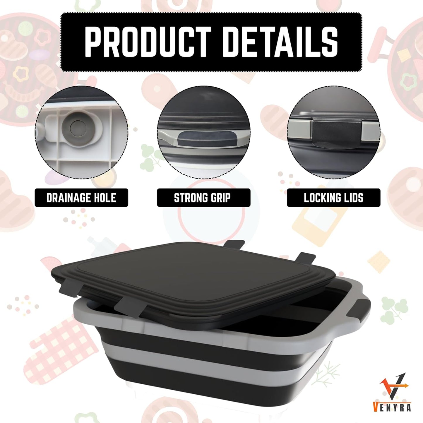 3pcs Barbecue Prep Tub, BBQ Blanket, Meat Shredder Claws | Collapsible 3 in 1 Cutting Board with Colander & Dish Basin, Insulated 21" Meat Resting Bag, Barbecue Grilling Accessories.