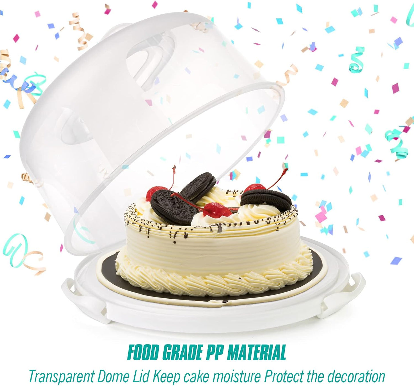 Zoofen Plastic Cake Carrier with Handle 10in Cake Holder Cake Stand with Lid Pink Cake Container for 10in Cake Round Cake Carrier for Transport