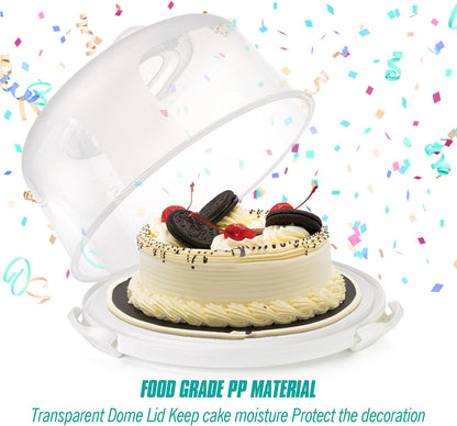Zoofen Plastic Cake Carrier with Handle 10in Cake Holder Cake Stand with Lid Pink Cake Container for 10in Cake Round Cake Carrier for Transport