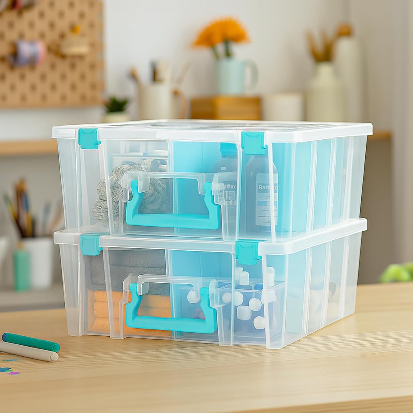ArtBin 6990SO Super Satchel Double Deep Compartment Box - Art Storage with 8 Removable Compartments, Smart Closure for Craft Supplies (Gold - Pack of 1)