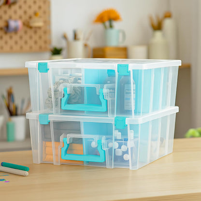 ArtBin 6990SO Super Satchel Double Deep Compartment Box - Art Storage with 8 Removable Compartments, Smart Closure for Craft Supplies (Gold - Pack of 1)