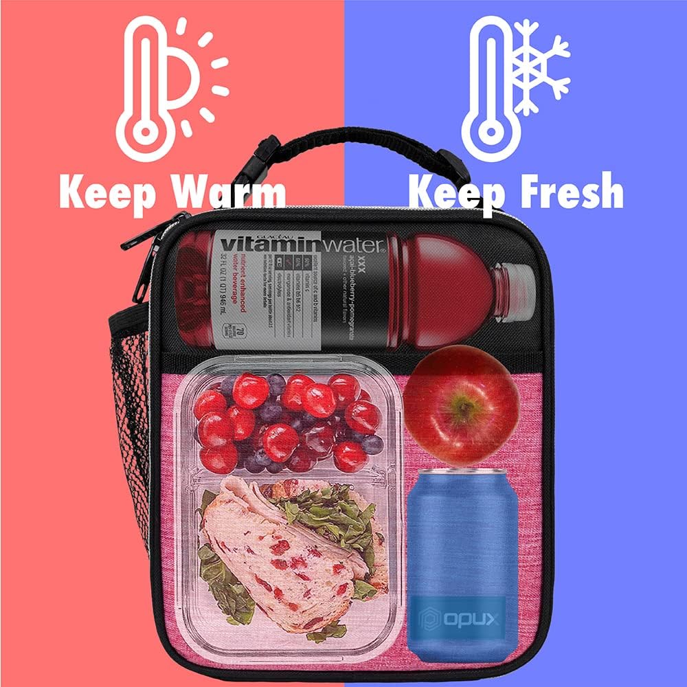 opux Premium Insulated Lunch Box, Soft School Lunch Bag for Kids Boys Girls, Leakproof Small Lunch Pail Men Women Work, Reusable Compact Cooler Tote Lunchbox for Office Adult, Black