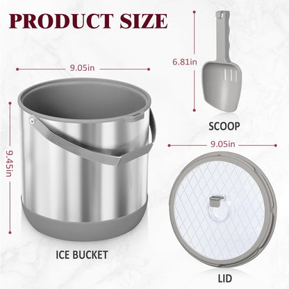 6.8L/7QT Insulated Ice Bucket with Lid & Scoop,Double-Wall Ice Bucket for Parties,Cocktail Bar(White)