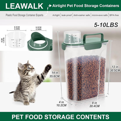 LEAWALK 5Lbs Airtight Cat Dog Food Storage Container with Upgraded Large Nozzle BPA-Free, Pet Food Storage Containers for Rice, Grain, Pet Food, Flour, Dog Treat Storage (Dark Gray, 5L-1pack)