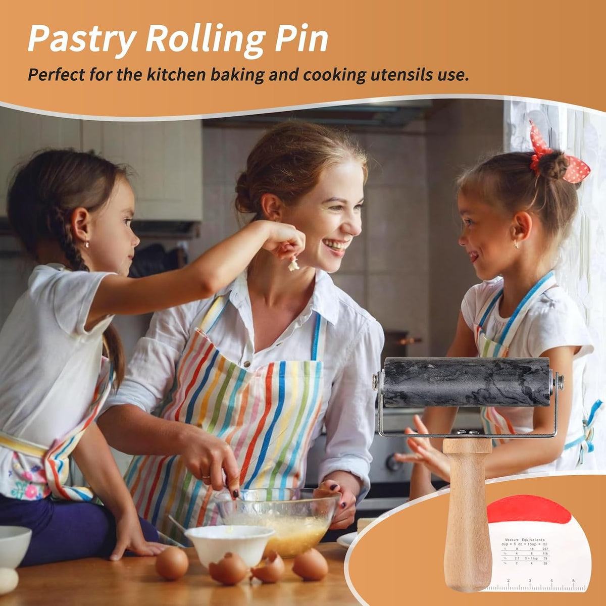 Small Marble Rolling Pin Pizza Roller for Baking (Type B Black)