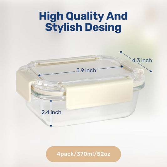 YSSOA Food Meal Prep Containers with Exclusive Glass Lids, Glass Storage Containers with Lids, BPA-Free, Glass Lunch Boxes for Lunch, Pantry Organizers and Storage, Freezer to Oven Safe, Leak Proof