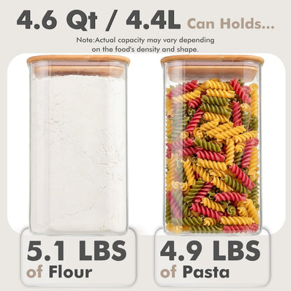 2-Pack 3.4Qt Large Glass Flour Sugar Storage Containers with Lids | Wide Mouth Design, With Measuring Cups, Minimalist Kitchen Organizer,Scandinavian Style Storage,Nordic Style Storage