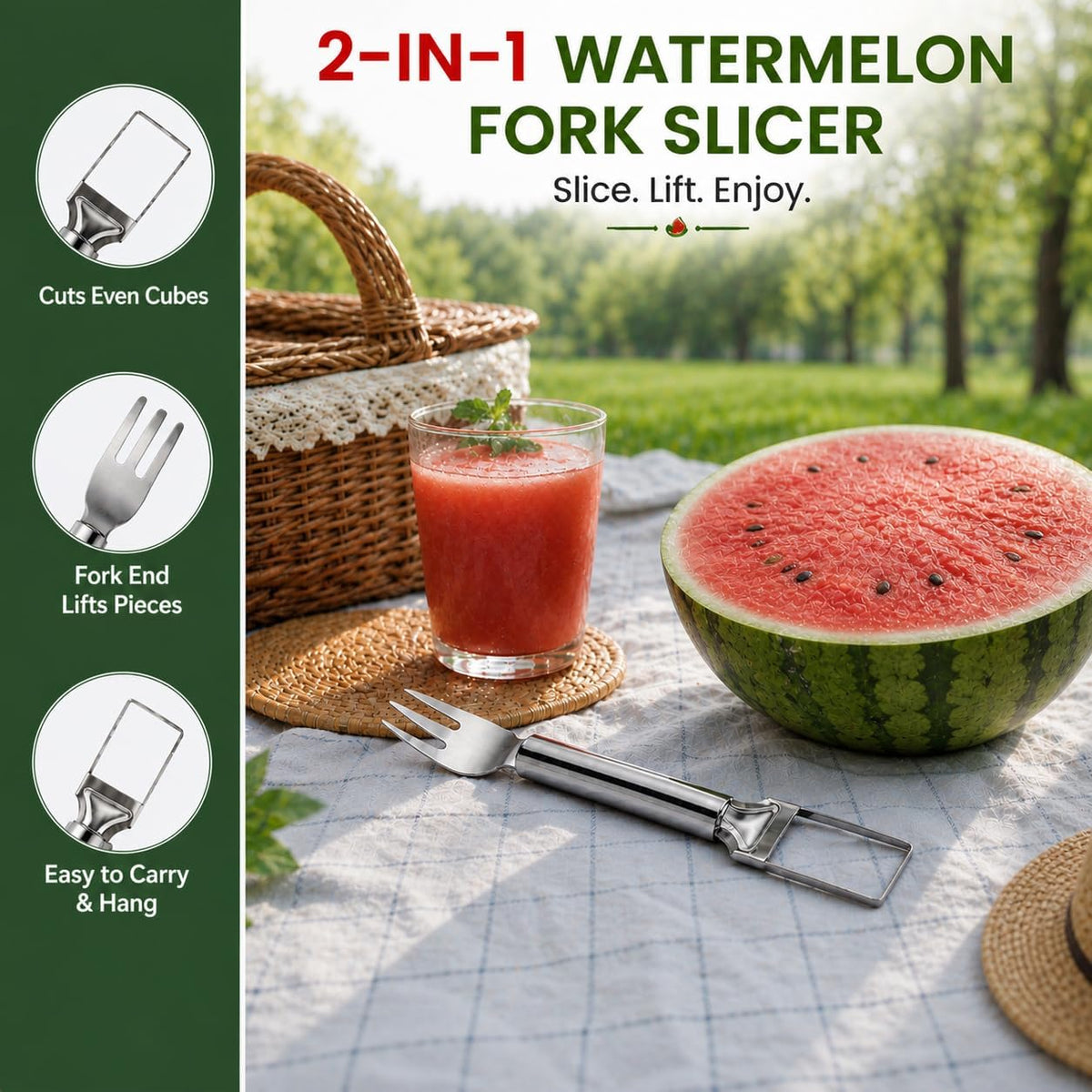 2 in 1 Stainless Steel Watermelon Slicer Fork
