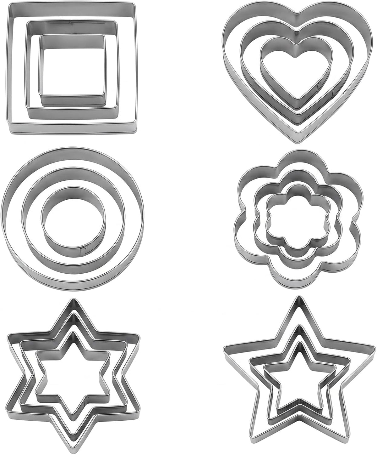 Stainless Steel Cookie Cutters Set, 18 Pcs Assorted Shapes