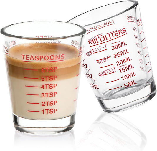 Shot Glass Measuring Cup Set, Espresso Shot Glasses (Red)