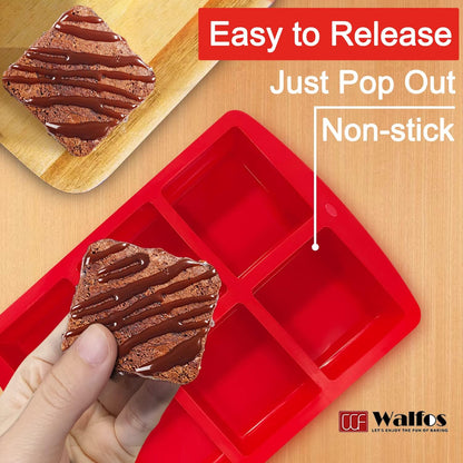 Walfos Silicone Muffin Pan - 6 Cup Non-Stick Silicone Cupcake Pan, Just PoP Out! Food Grade and BPA Free Baking Cups, Perfect for Egg Muffin, Cupcake, Dishwasher Safe (2 Pack Muffin Pan)