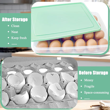 2PCS Deviled Egg Containers with Lid,Portable Storage Carrier Egg Holder,Stackable Plastic Egg Tray Carrier for Kitchen,Fridge,Keep Fresh,Easter(48 Eggs)