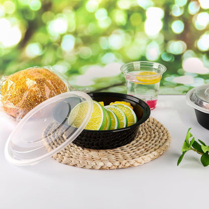Meal Prep Containers Reusable 10 Pack-28 oz Food Storage Containers with Lids To Go Food Containers Takeout, Microwave Dishwasher Freezer Safe, Stackable, BPA Free, Plastic (Black)
