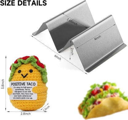 Stainless Steel Taco Tortilla Holders,Tray style 4-Packs, Professional Kitchen Series, Oven and Dishwasher Safe .Come With A Positive Crochet Taco
