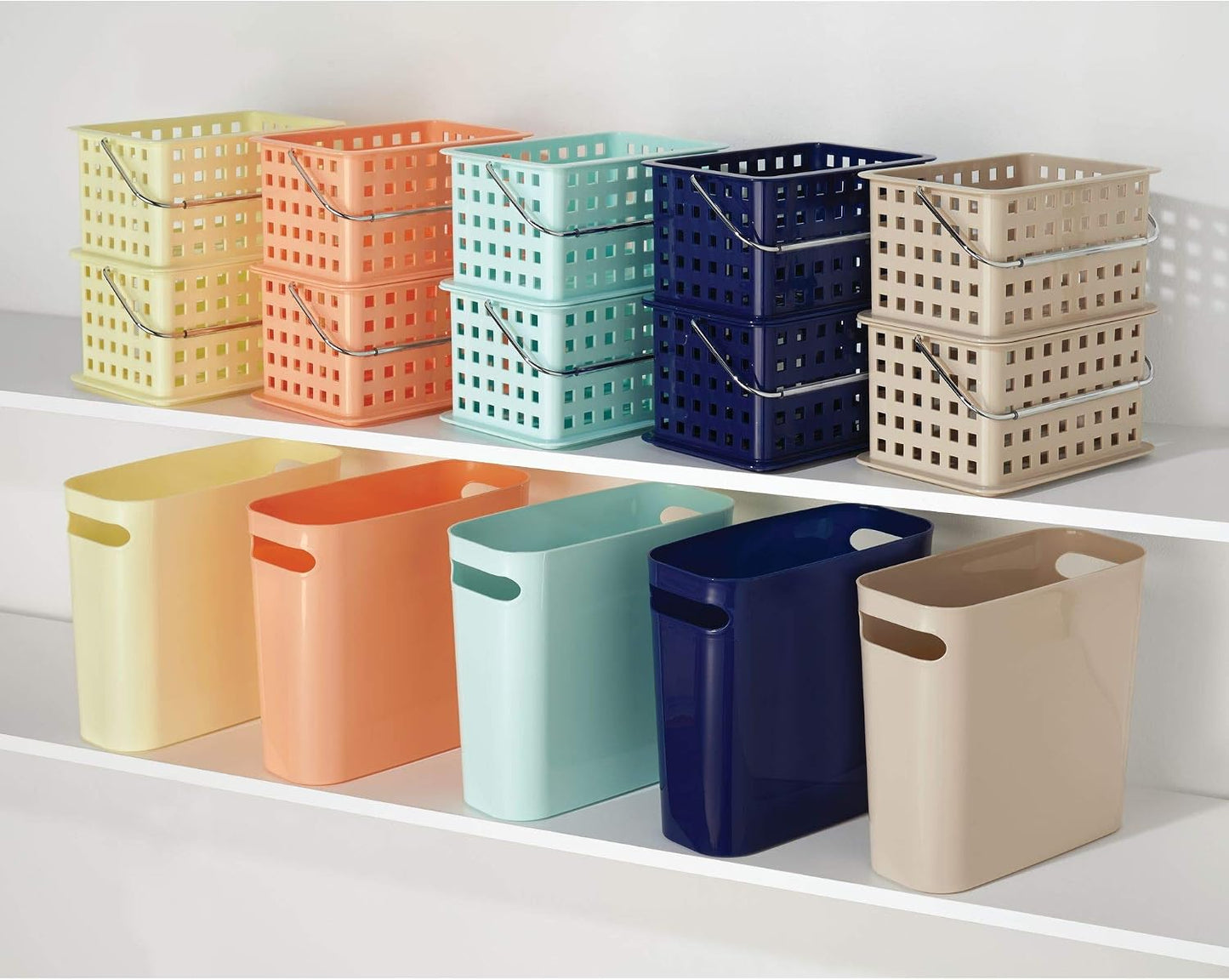 iDesign Spa BPA-Free Plastic Small Stackable Basket with Handle - 9.25" x 7" x 5", Mint