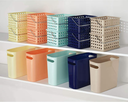 iDesign Spa BPA-Free Plastic Small Stackable Basket with Handle - 9.25" x 7" x 5", Mint
