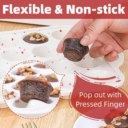CAKETIME Mini Muffin Pan, Metal Reinforced Frame Mini Cupcake Pans 24 Cups Nonstick Muffin Silicone Molds with Handle for Baking Muffins, Cupcakes, Egg Bites 2 Pack