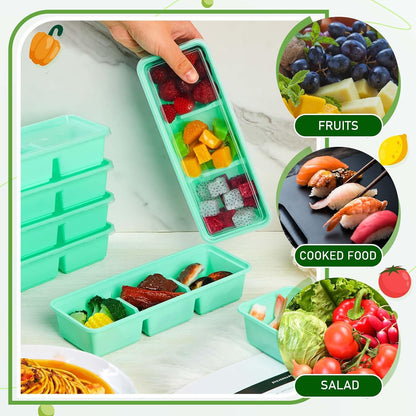 Hushee 10 Pack 17 oz Small Meal Prep Containers with 3 Compartments Snack Containers with Lid Disposable Plastic Bento Box Travel Lunch Food Boxes Stackable for Office Picnic (Black)