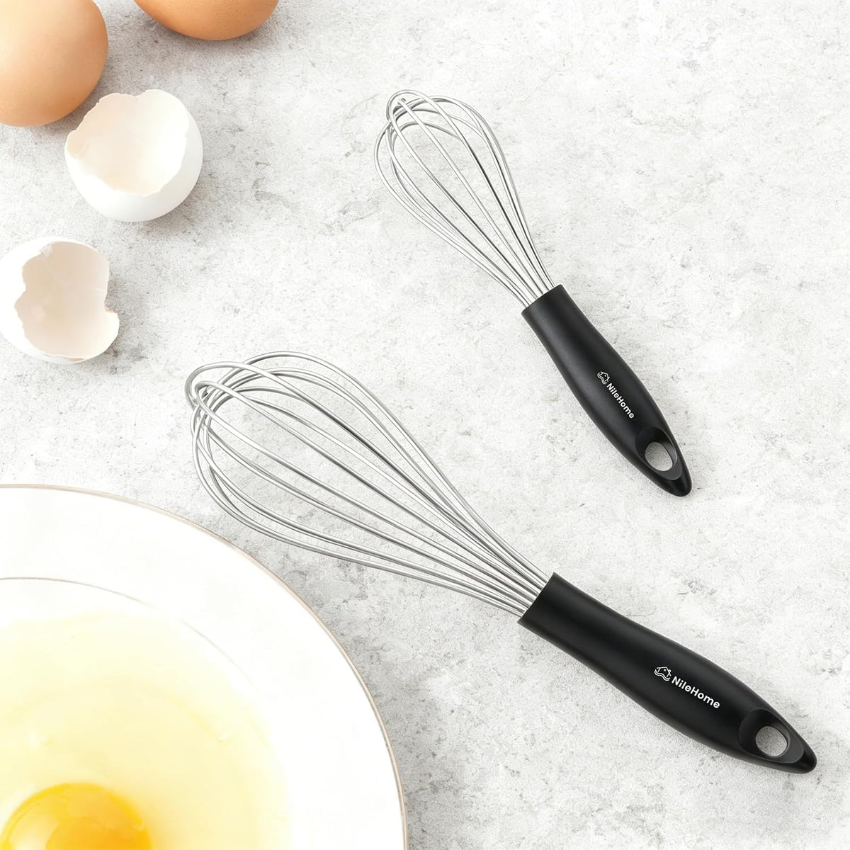 NileHome 3-Pack Stainless Steel Whisk Set, Kitchen Utensils for Cooking