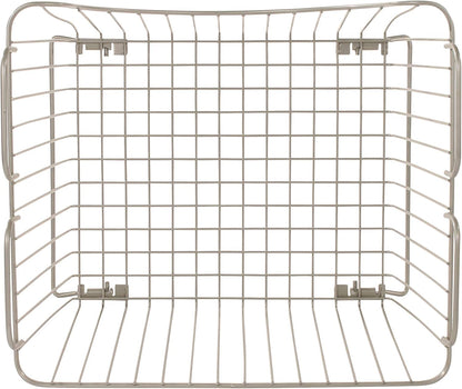 Spectrum Ashley Small Stackable Wire Baskets for Pantry & Kitchen Counter Organizer, Stacking Fruit Basket Wire Bin with Raised Feet & Handles for Vegetable Fruit Potato Onion Storage, Satin Nickel