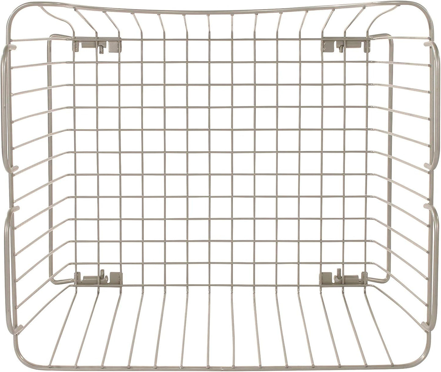 Spectrum Ashley Small Stackable Wire Baskets for Pantry & Kitchen Counter Organizer, Stacking Fruit Basket Wire Bin with Raised Feet & Handles for Vegetable Fruit Potato Onion Storage, Satin Nickel