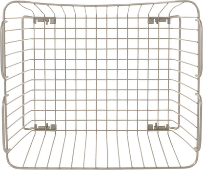 Spectrum Ashley Small Stackable Wire Baskets for Pantry & Kitchen Counter Organizer, Stacking Fruit Basket Wire Bin with Raised Feet & Handles for Vegetable Fruit Potato Onion Storage, Satin Nickel