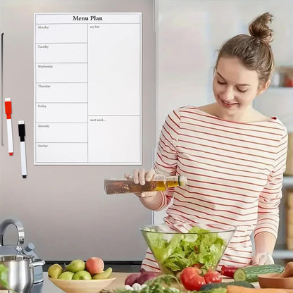 Marte Vanci Weekly Planner Whiteboard for Fridge, (11.4x7.8inch) Menu Board for Kitchen, Grocery List, Meal Planner for Refrigerator, Weekly Calendar Magnetic Whiteboard with 3 Markers (2 Pack)