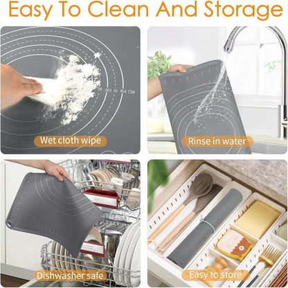 Extra Large Silicone Baking Mat for Countertops, Extra Thick 28" x 20" Non-Slip Pastry Mat with Raised Edges and Measurements, Food-Grade Dough Rolling Sheet for Kneading, Pizza, Bread,Fondant