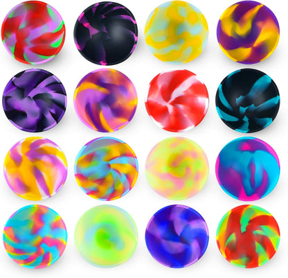 Coopay 16 Pieces Mini Silicone Pinch Bowls Multicolor Heat Resistant Snack Bowls Prep and Serve Bowls, Unbreakable, Flexible, 1.75 Oz (Stripe Colors)