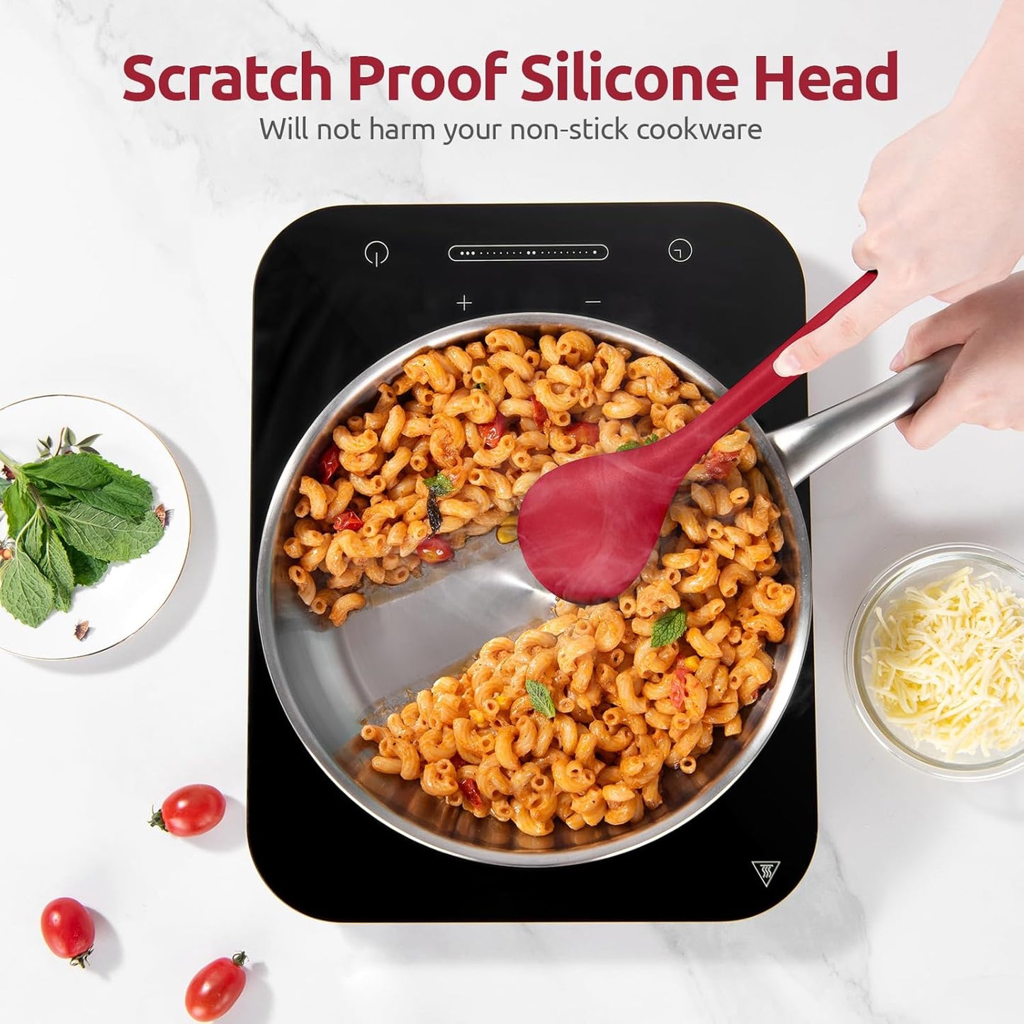 600ºF Heat Resistant Silicone Spoons: U-Taste 13.3in Solid & Slotted Kitchen Cooking Tool, Nonstick Long Rubber Utensil, Sturdy for Mixing, Serving, Stirring, Frying, Basting (Aqua Sky, 2PCS)