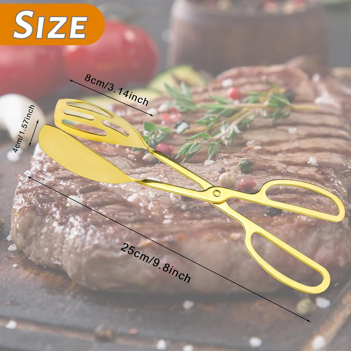 3 Pieces Buffet Serving Tongs, Salad Tongs for Kitchen Serving, Stainless Steel Food Scissor Tongs, Thickening Food Serving Tongs for Home Party Bread Cake Bake Steak Barbecue Buffet Catering (Silver)
