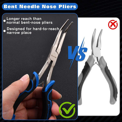 SPEEDWOX Long Reach Bent Needle Nose Pliers With Smooth Jaw Angled Needle Nose Pliers For Jewelry Making Fish Bone Pliers Tweezers Bent Chain Nose Pliers For Wire Bending And Small Object Gripping