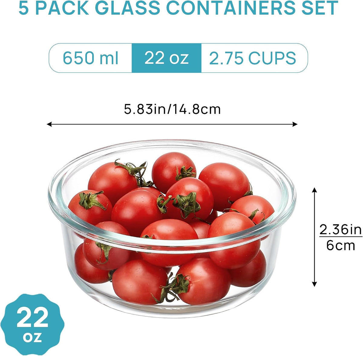 Vtopmart 10 Pack 35oz Glass Food Storage Containers with Lids, Meal Prep Containers, Airtight Reusable Lunch Container Set, Safe for Oven, Microwave, Freezer, and Dishwasher, Grey