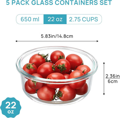 Vtopmart 10 Pack 35oz Glass Food Storage Containers with Lids, Meal Prep Containers, Airtight Reusable Lunch Container Set, Safe for Oven, Microwave, Freezer, and Dishwasher, Grey