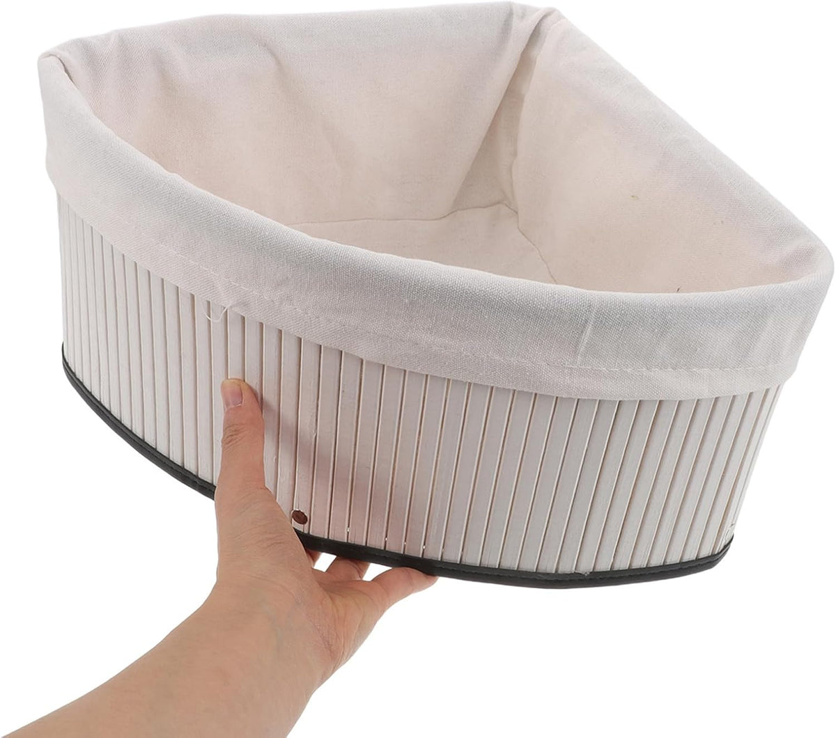 Levemolo Corner Shelf Basket: Bamboo Woven Triangle Basket with Removable Liner - Storage Organizer for Kitchen Pantry - Laundry and Closet Storage Bin 13x9.8 Inch