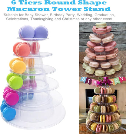 3 Tiers Round Cupcake Stand, Acrylic Cake Tower Stand Holder Macaron Display Rack Cookie Candy Buffet Desserts Platter with Base for Baby Shower, Birthday Party, Wedding, Party (3-Tiers with Base)