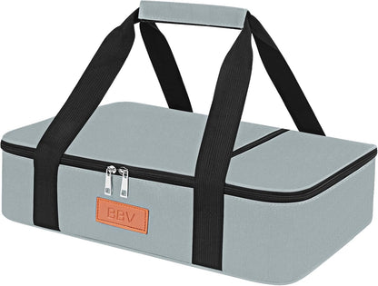 BBV Insulated Casserole Carrier for Hot or Cold Food, Food Warmer Bag Fits 9"x13" Baking Dish, Durable Nylon Leak Proof Food Containers for Travel, Potluck, Parties, Picnic, Cookouts (Beige)