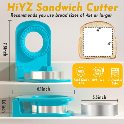 HiYZ Sandwich Cutter and Sealer - Stainless Steel Decruster Sandwich Maker - Peanut Butter and Jelly Crustless Sandwich Bread Pancake Maker Cookie Cutter for Kids Children Boys Girls