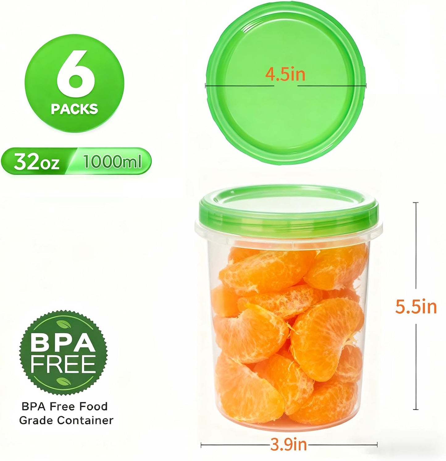 Airtight Food Storage Containers, Leakproof, BPA-Free, Stackable Kitchen & Pantry Organizers for Dry Food, Meal Prep, Snacks, Leftovers, Microwave, Dishwasher and Freezer Safe (10 Pack-16 Oz)