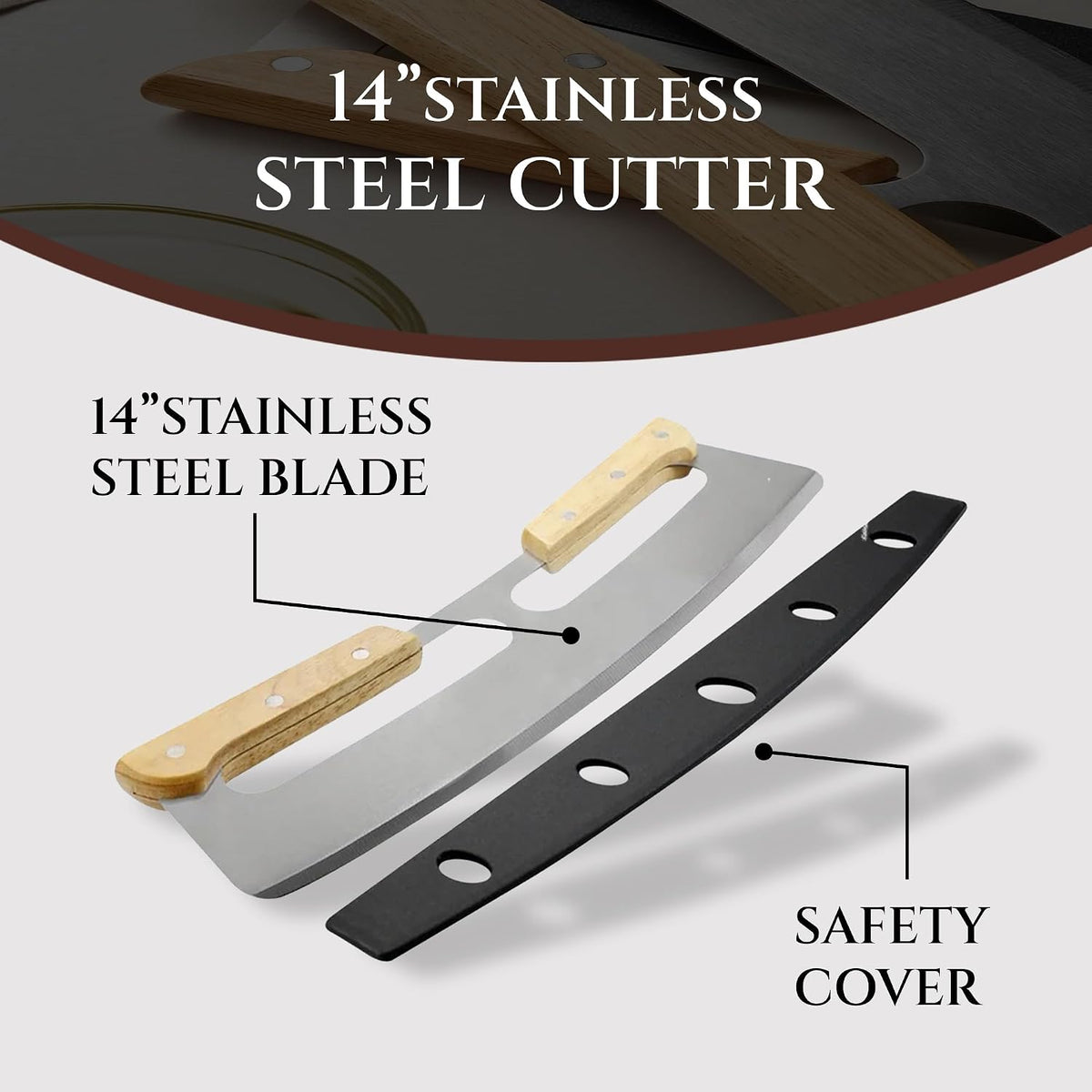 Pizza Cutting Board & Pizza Cutter, 14" Pizza Board | Gift Pizza Set, Best Pizza Cutter Rocker Blade, Bamboo Pizza Cutting Board, Pizza Slicer, Pizza Serving Board,Pizza Rocker Knife For Cutting Pizza