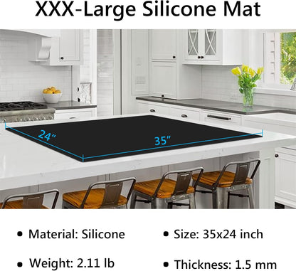 Gartful Extra Large Silicone Mats for Countertop, 28" by 20" Multipurpose Mat, Counter Table Protector, Desk Saver Pad, Placemat Nonstick Nonskid Heat-Resistant Pad, Black