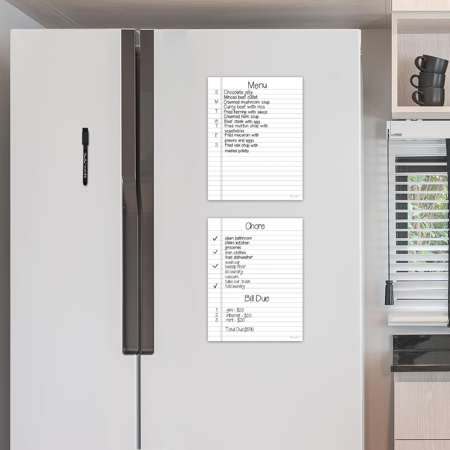 Magnetic Dry Erase Board - 8.5”x11” Dry Erase Whiteboard in 3 Colors - Reusable Blank Whiteboard for Fridge – 6 Dry Erase Markers Included