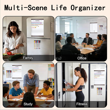 Acrylic Magnetic Magnetic Whiteboard for Fridge w/Markers – Reusable Meal Planner & Calendar Set, Minimalist Clear Design, Replaceable Weekly & Monthly Templates, Premium Kitchen Organizer, 12.7"x8.3"