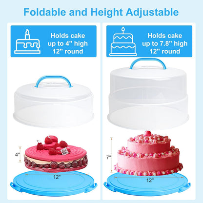 Bundt Cake Carrier, 13.5"Red Cake Carrier with Lid Handle Turntable and Cupcake Holder, Portable Cake Transport Container, Perfect Gifts for Transporting Cakes, Pies, Cupcakes, Nuts, Fruits