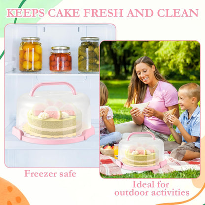 10 Inch Cake Carrier with Lid and Handle, Round Cake Container Cake Cover with 10 Inch Cake Boards & Cupcake Carrier, Portable Cake Holder with Lid for Transport Pie Nuts Fruit, Green