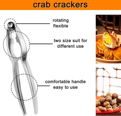 Seafood Cracker Tools, 21 Pcs Crab Leg Crackers and Tools, 6 Crab Crackers, 6 Crab Leg Forks/Picks, 6 Lobster Shellers, 2 Seafood Scissors & 1 Storage Bag, mobzio Portable Seafood Boil Party Supplies