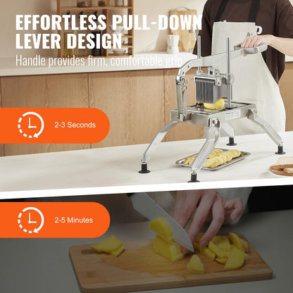 VEVOR Commercial Vegetable Slicer, 3/8" and 3/16" Tomato Slicer, Stainless Steel and Aluminum Alloy Vegetable Cutter Slicer, Manual Tomato Slicer with Non-slip Feet, for Tomatoes, Potatoes, Onions