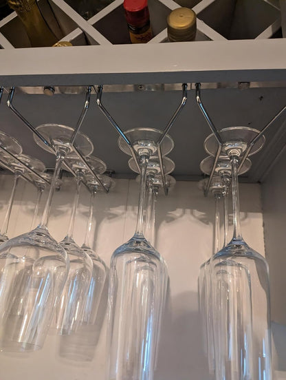 14-Inch Gold Wine Glass Rack, Under Cabinet Wine Glass Holder Stainless Steel Stemware Rack - Hanging Stemware Holder for Cabinet Kitchen Bar, Set of 2