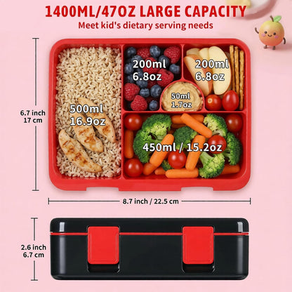 rockpapa Kids Lunch Box Set with 14oz Insulated Water Bottle & Lunch Bag, Leakproof 5.5 Cups Bento Box for School & Children, BPA-Free, Microwave Safe for Boys Girls (Grey Constr Turcks)
