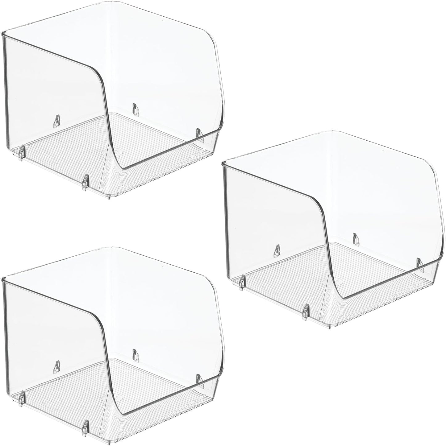 iDesign Stackable Open-Front Storage Bin for Pantry or Household Storage, Clear, Made in USA